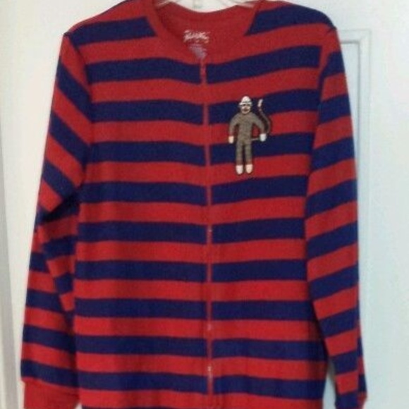 Nick & Nora Other - Nick & Nora Footie Front Zip M Pajama Sock Monkey